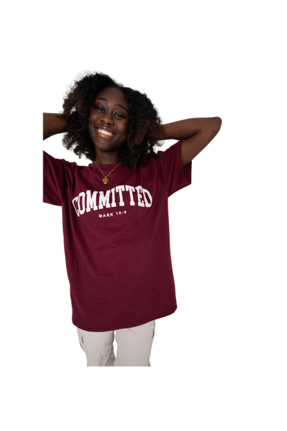 Committed Tee Cranberry